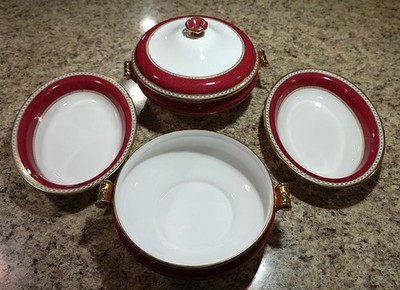 Wedgwood ULANDER Powder Ruby Oval & Round Vegetable Serving Bowls