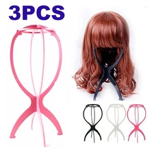 3x Wig Display Stand Mannequin Head Hat Cap Hair Holder Foldable Stable Tool