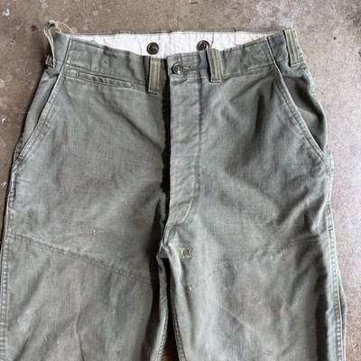 Vintage 40s WWII US Army Cotton Field Trousers Pants M1943 OD