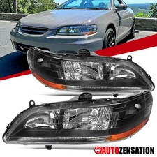 Fit 1998-2002 Honda Accord Coupe Sedan Black Headlights Head Lamps Leftright