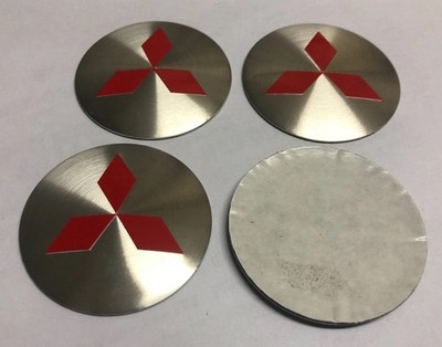 4x 56mm Silber Für Mitsubishi Auto Nabendeckel Aufkleber Felgendeckel Emblem NEW