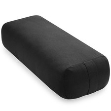 Rectangular Organic Cotton Yoga Bolster Cushion Pillow Prop, 25" x 12" - Black