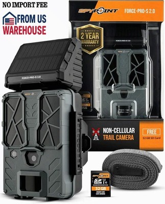 SPYPOINT Force-PRO-S 2.0 Solar Trail Camera, Non-Cellular, Integrated Solar Pane