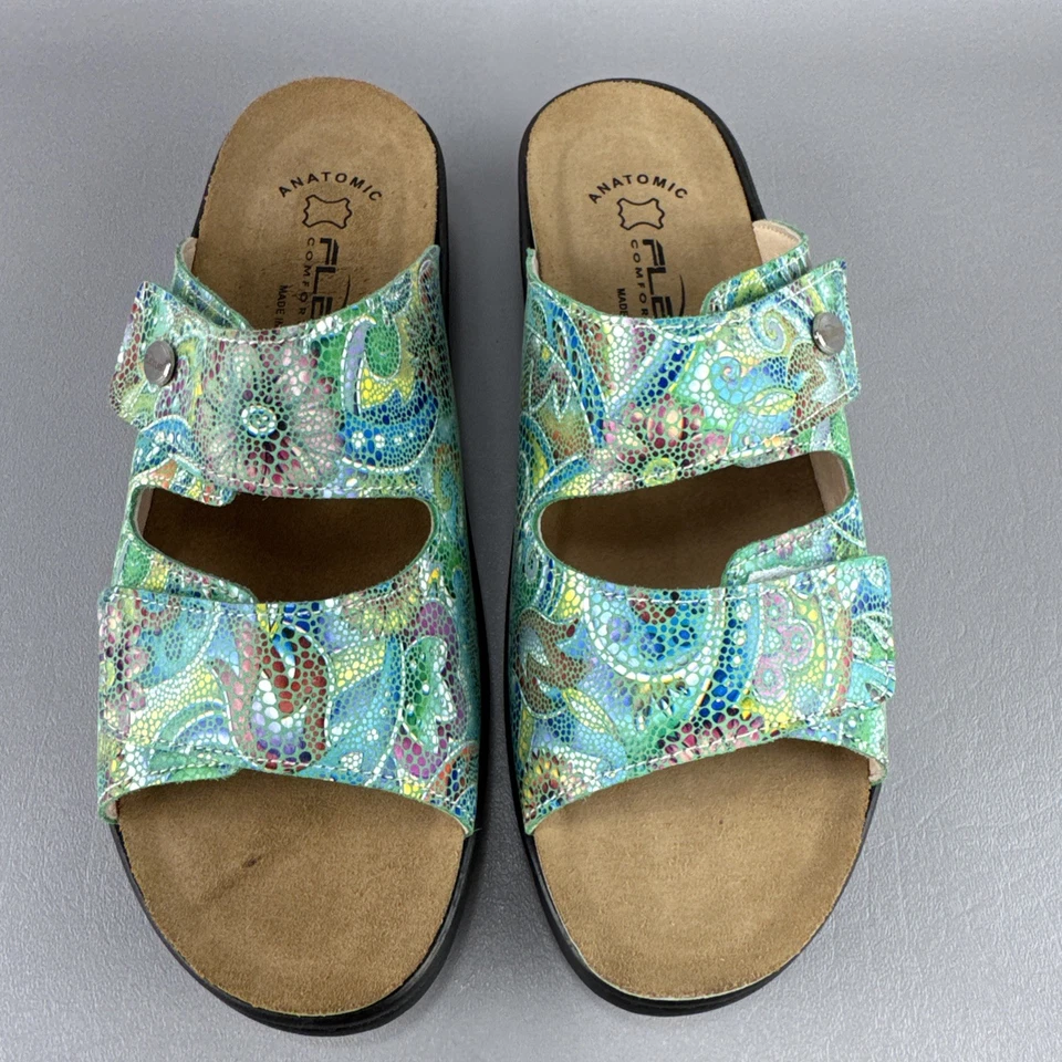 Spring Step FLEXUS Sandals Bellasa Green Multi Sz 9.5 41 Comfort Slip On Slides - Image 4 of 4