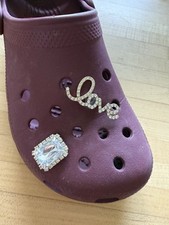 Love  Jewel Rhinestone Shoe Charms Crocs Compatible Luxury 2 Piece Set