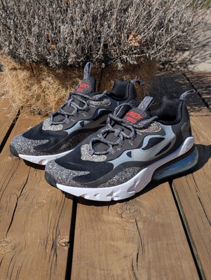 NWB Nike Air Max 270 React GS Black Light Smoke Grey Athletic Shoes 6Y Women 7.5