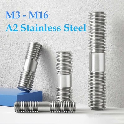 High-Quality A2 Stainless Steel DIN 835 Exhaust Manifold Studs Metric M3 - M16