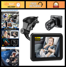 4.3" HD Night Vision Baby Car Monitor - Rear Facing Safety Seat Camera, Easy Ins