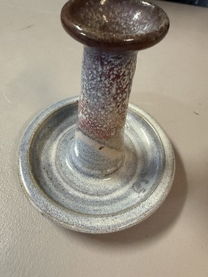 Bill Wilson Studio Art Pottery Candle Holder Candlestick Blue Glaze Vintage