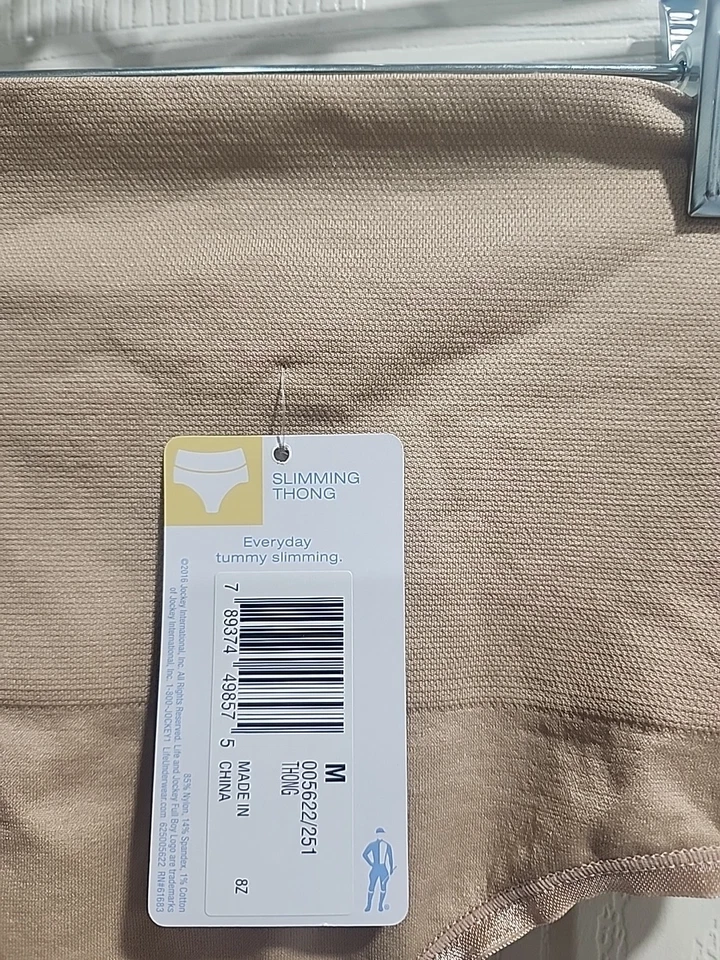 NUEVO CON ETIQUETAS TANGA ELÁSTICA MÁS DELGADA CINTURA JOCKEY TALLA MEDIANA BEIGE Foto 3 de 4