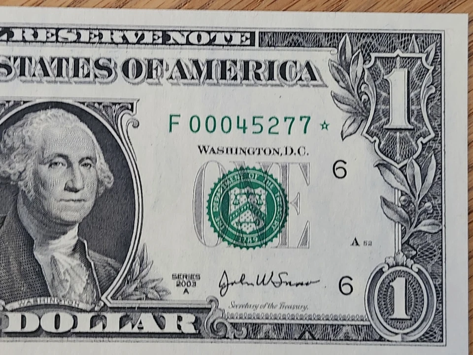 2003 A $1 "STAR NOTE" ATLANTA DISTRICT UNC/GEM F00045277* 000 START  1 OF 4 Cons - Image 4 of 4