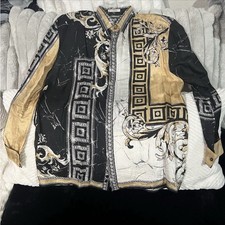 Versace Collection City Fit Greca Silk Button Down Dress Shirt Large 16.5/17”