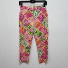VTG Lilly Pulitzer Surf N Patch Cropped Pants 2 Pink Floral Print Preppy Spring