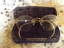 ANTIQUE 12kg Metal Vintage Rimless Glasses Bluish Metal Frame Case ITEM 4