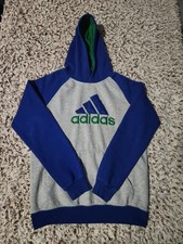 Adidas Youth Boy's Hoodie Pullover Gray Blue Size XL 18 