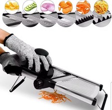 Affettatrice Mandolina Acciaio Macchia Regolabile Taglia Verdure Tritatutto Frutta Alimenti UK