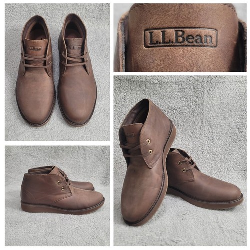 LL Bean Chukka Boots Men's 11 M Brown Stonington Shoes Oiled Leather Lace Up - 第 1/16 張圖片