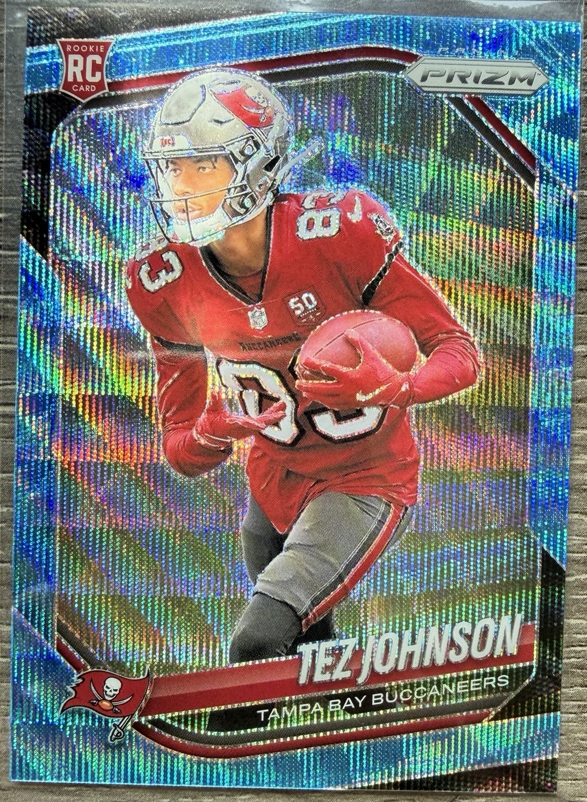 2025 Panini Prizm - Rookies Tez Johnson #381 Blue Wave Prizm /230 (RC)