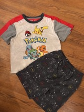 Boys Pok mon Theme Shorts And Tshirt Pajama Set Size 10