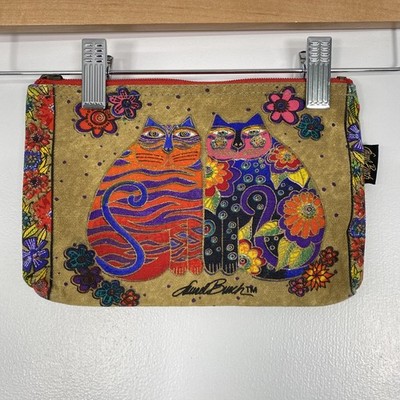 Laurel Burch Pouch Wallet Womens One Size Multicolor Cat Floral Zip Around Artsy