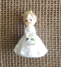 Vintage Napco Month Of April Porcelain 2" Girl Figurine Taiwan