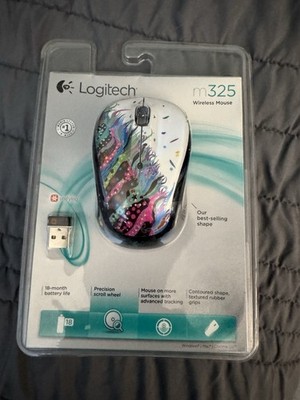 New Logitech M325 Wireless Mouse, Celebration Black, Silver, Blue, Purple, Gold