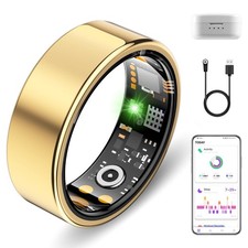 Smart Ring for Women Men, Sleep Activity Health Tracking Ring, Gold 9