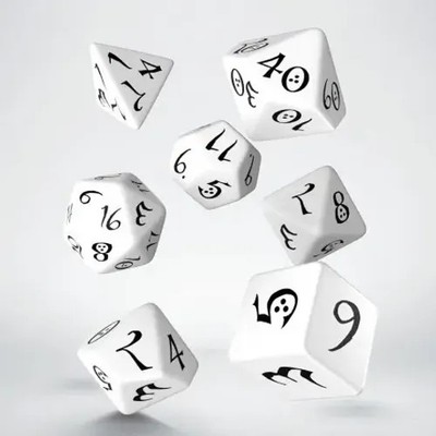 Classic RPG White & black Dice Set | Classic RPG Dice | QWOCLE02 | Q-Workshop