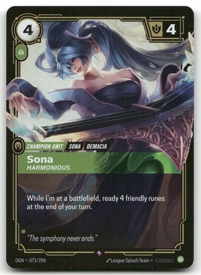 Sona - Harmonious #73/298 (Foil) (NM) Origins OGN Riftbound