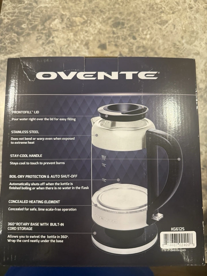 Hervidor de agua eléctrico de vidrio Prontofill 1,7 litros 1500 W plateado KG612S Foto 4 de 4