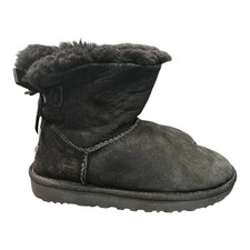 UGG Mini Bailey Bow I Boots Black Suede Shearling Women's Size 6