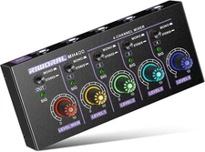 Mini Audio Stereo Mixer 4 Channel 1/4 Inch TSR/TS Input Jack For Line... 