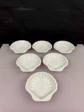 Vintage Honiton Pottery Devon Earthenware White Shell Dishes C.48 Set of 6