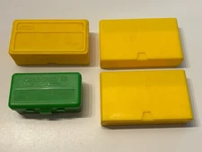 VTG Lot Of 4 MTM Case-Gard Ammo Box - 2 Yellow Slip Top Rifle, 44 Mag & 357 Mag