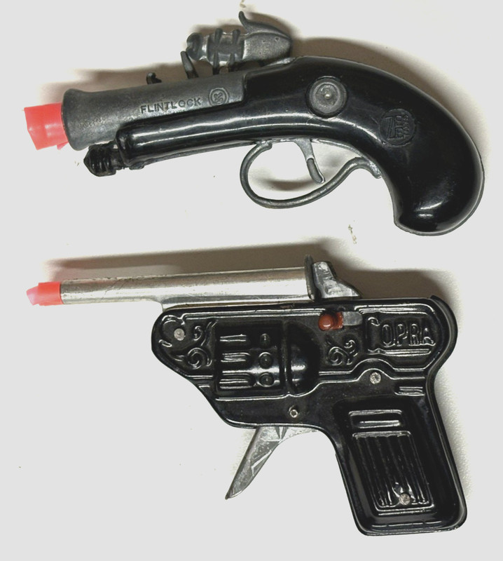Pair of Vintage Toy Cap Guns Including a Copra & a Flintlock 3.5" WORKS!!!!!!