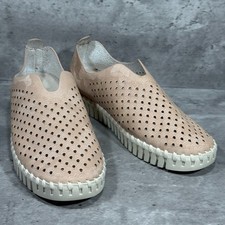 Ilse Jacobsen Tulip Slip On Flats Perforated Leather Light Peach Women's 6.5-7