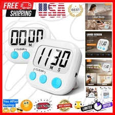 2 Pack Digital Kitchen Timer for Cooking Big Digits Loud Alarm Magnetic Backi...