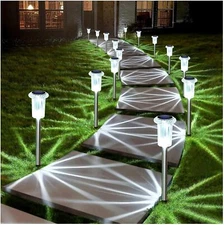 Denicmic Solar Pathway Lights Outdoor 10 Pack LED Waterproof Stainless Steel Gar