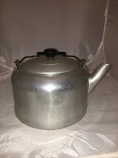 Vintage Sears Maid Of Honor  Aluminum Teapot Kettle Wooden  Handle W/ Lid