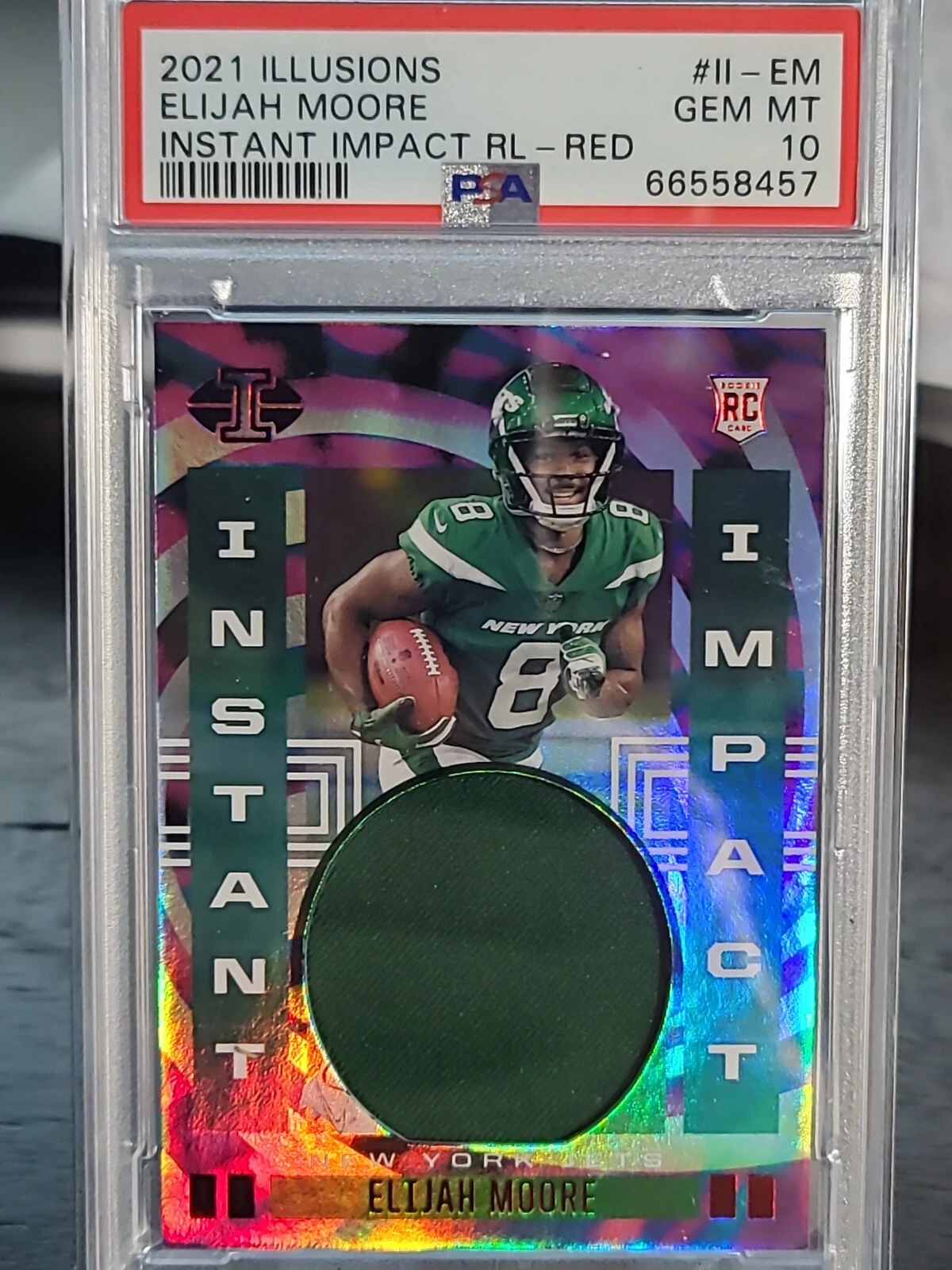 Elijah Moore Panini Illusions Instant Impact Relics #IIEM Red