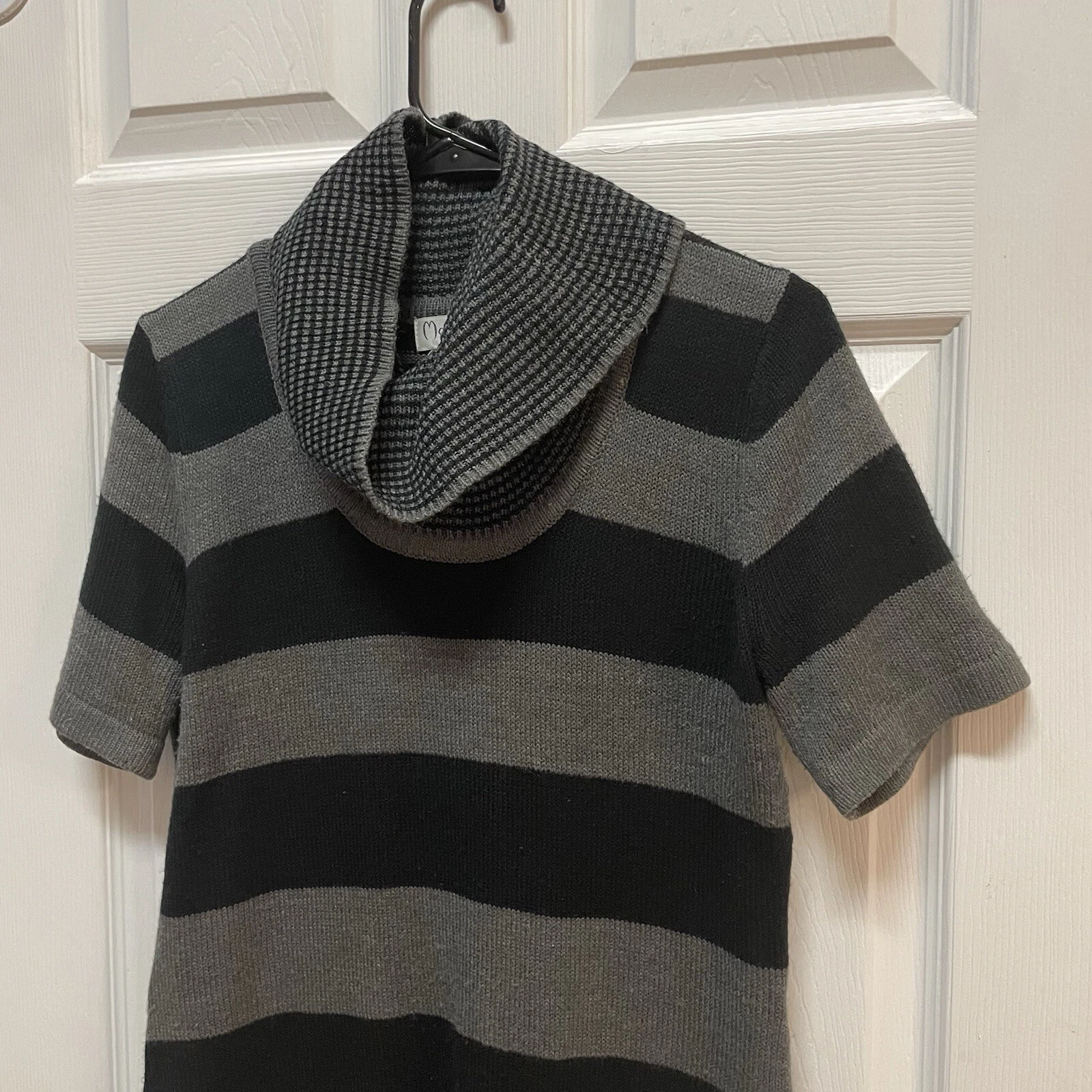 VETEMENTS Abito maglione scollo cappuccio Maggy London taglia L maglia manica corta nero grigio