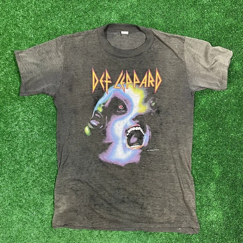 Def Leppard Shirt Mens Large Black Hysteria Sin 1980s vintage concert t-shirt, vintage, size L, single stitch, B+ condition