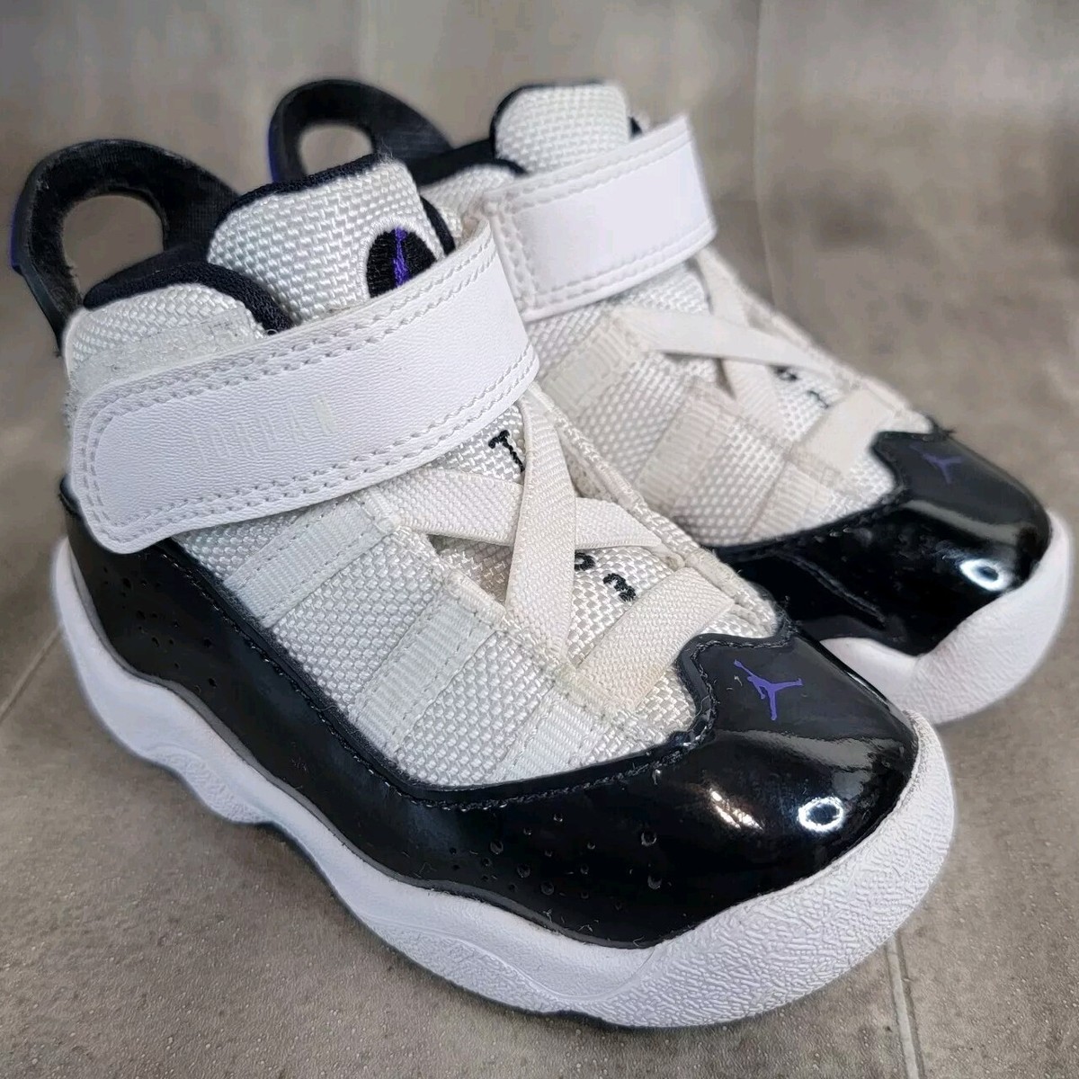 Nike Air Jordan 6 Rings Concord XI 11 White Black TODDLER  display picture 2