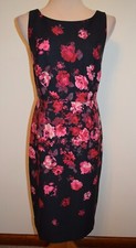 New Womens Talbots Sz 4 Pencil Dress Sleeveless Black Floral Lined Sheath