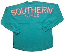 Southern Style Spirit Jersey NEW Long Sleeve Shirt Medium Teal Bow Tie South
