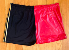 Pro Wrestling Biker Shorts Black & Red W. Gold Side Stripes Sz. 40-42 XL Spandex