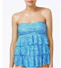 Island Escape Splash Dots Tiered Tankini Top Women's 8