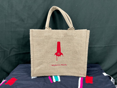 Maker's Mark Bourbon Whiskey Beige Cloth Burlap Canvas Tote Bag