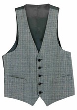 Tailored Men's Cotton Gray Check Casual Bespoke Suit Vest 1 Pc Waist Coat Sz 20
