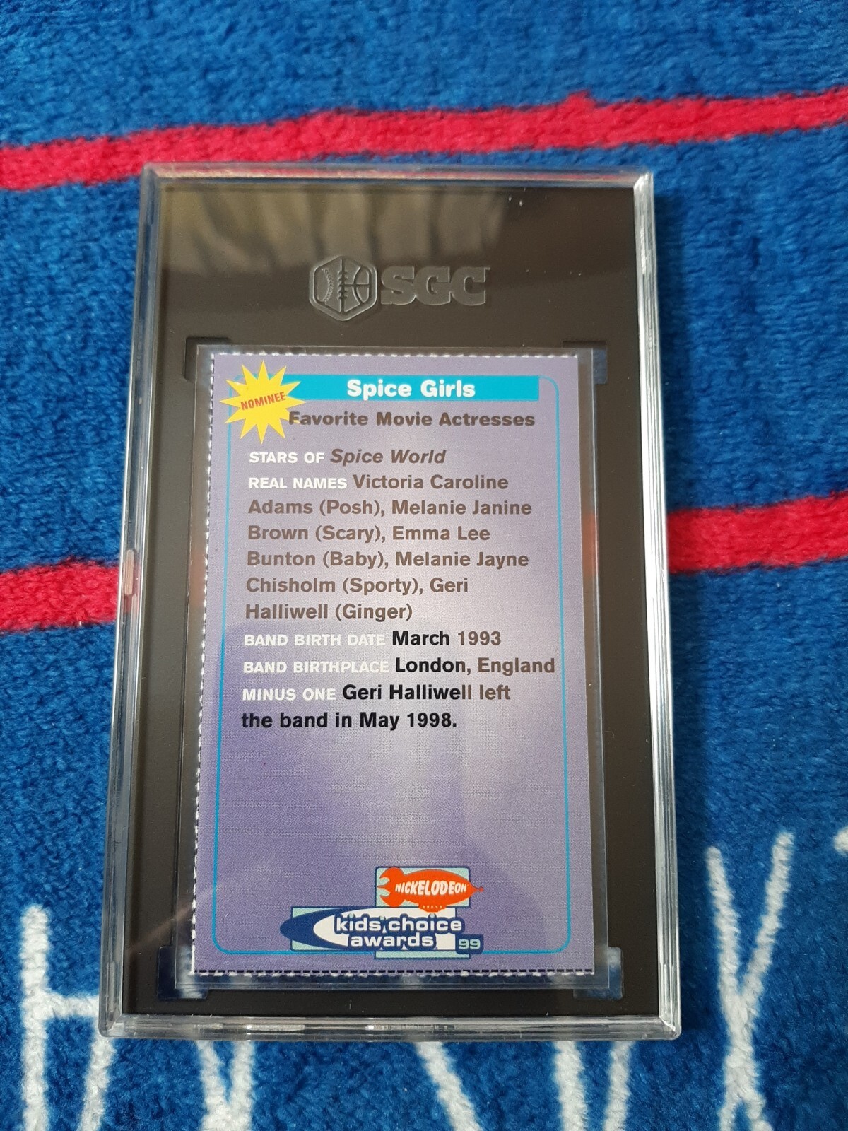 Spice Girls SGC 7 1999 NICKELODEON Magazine Kids Choice Awards card - Picture 2 of 2